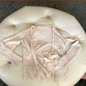 Women’s off white lightweight tie cardigan XS